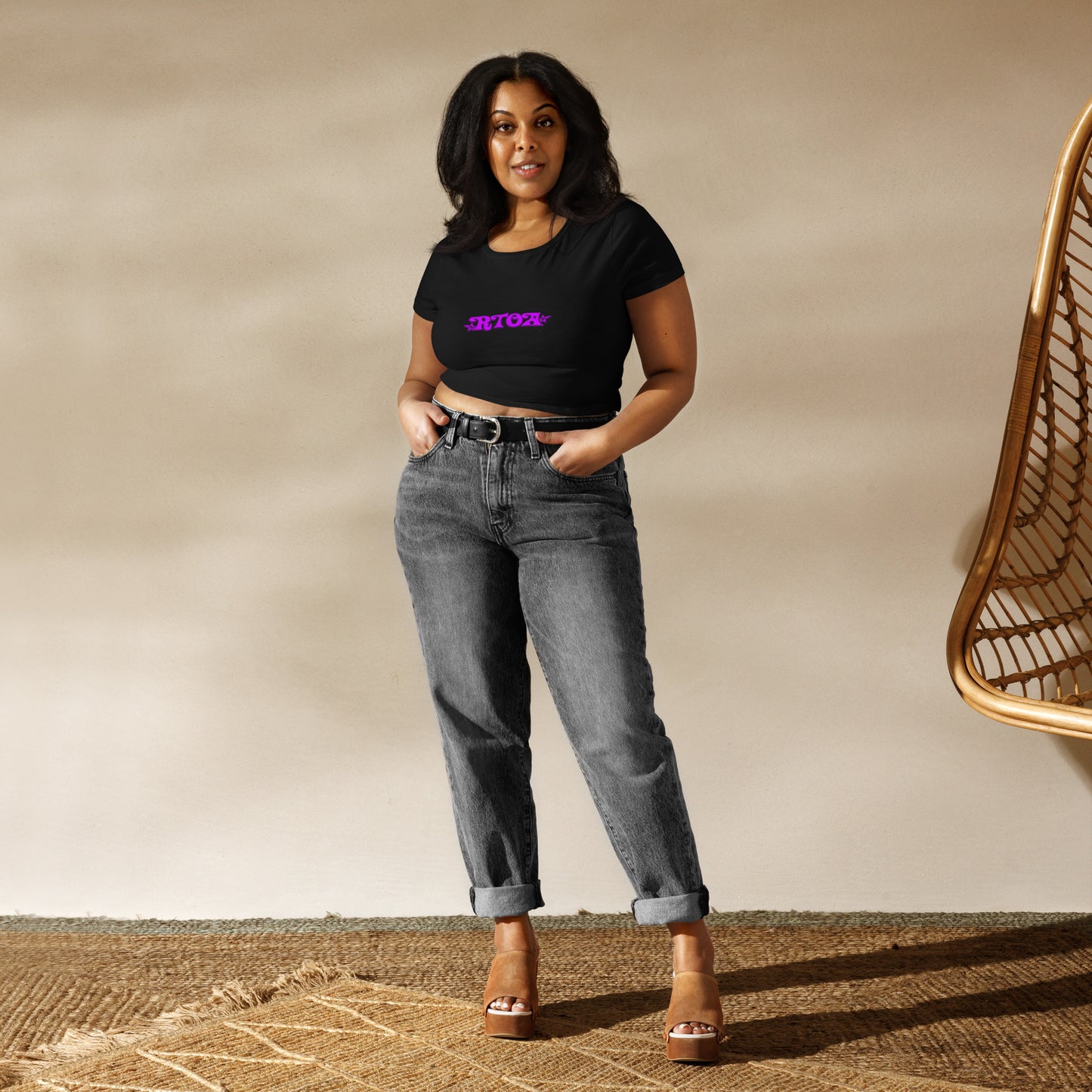 Women’s Purple and Black Crop Tee