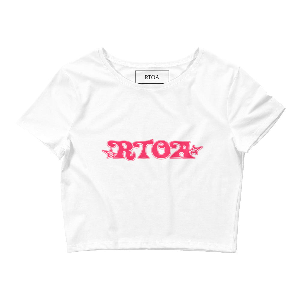 Women’s Pink and White Crop Tee